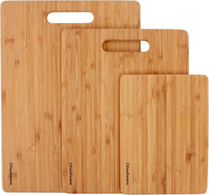 Freshware Bamboo Cutting Board Set of 3, Wooden Cutting Boards for Kitchen, Knife Friendly Food Grade Chopping Board, Lightweight with Hanging Hole for Easy Storage