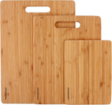 Freshware Bamboo Cutting Board Set of 3, Wooden Cutting Boards for Kitchen, Knife Friendly Food Grade Chopping Board, Lightweight with Hanging Hole for Easy Storage