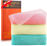 ujfqbh 3 pieces african bath sponge pink yellow purple exfoliating shower body scrubber
