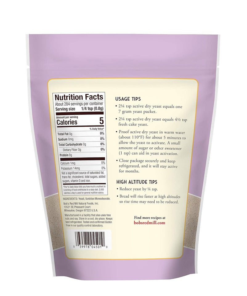 Bob's Red Mill gluten-free active dry yeast, 8 oz, resealable, paleo-friendly, kosher pareve