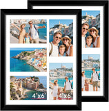 FIXSMITH 8x10 Picture Frame Set of 2, Photo Frame with HD Plexiglass, Display Pictures 5x7 with Mat or 8x10 Without Mat Multi Picture Frames Collage for Tabletop or Wall Display, Black