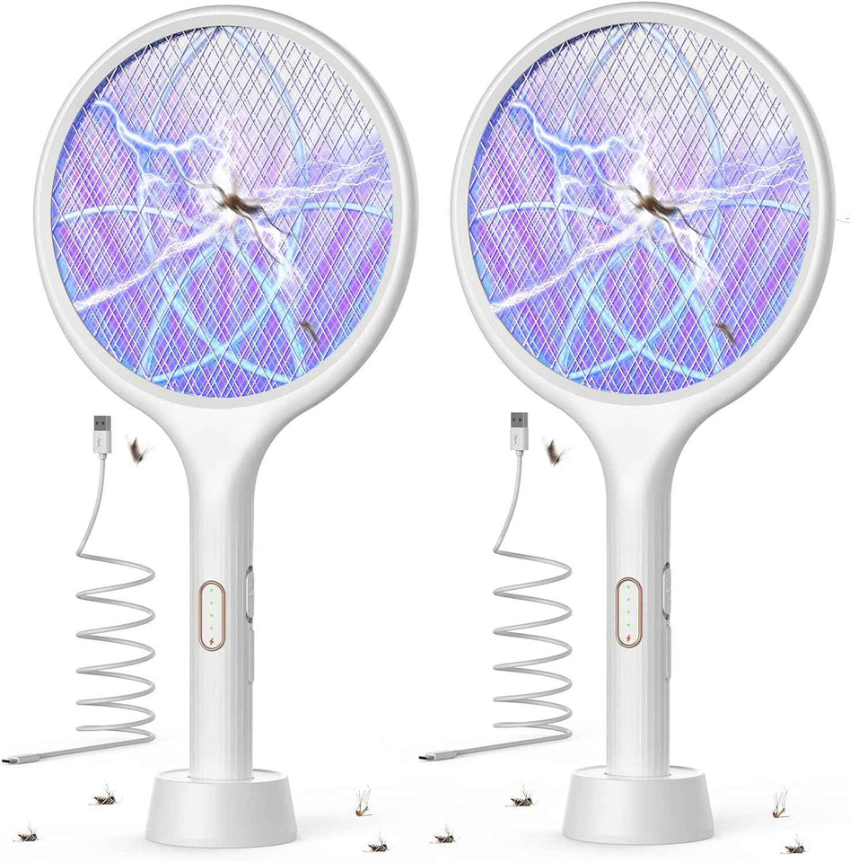 YISSVIC Electric Fly Swatter 4000V Bug Zapper Racket Dual Modes Mosquito Killer with Purple Mosquito Light Rechargeable for Indoor Home Office Backyard Patio Camping (Black-1 Pack)