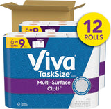 Viva Multi-Surface Cloth Paper Towels, Task Size, 2 Packs of 6, 81 Sheets Per Roll