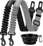 cooyoo dog seat belt 3 piece set adjustable nylon pet safety harness heavy duty elastic