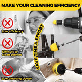 Holikme 6Pack Drill Brush Power Scrubber Cleaning Brush Extended Long Attachment Set All Purpose Drill Scrub Brushes Kit for Grout, Floor, Tub, Bathroom and Kitchen Surface,Scratch Brushes（Yellow）