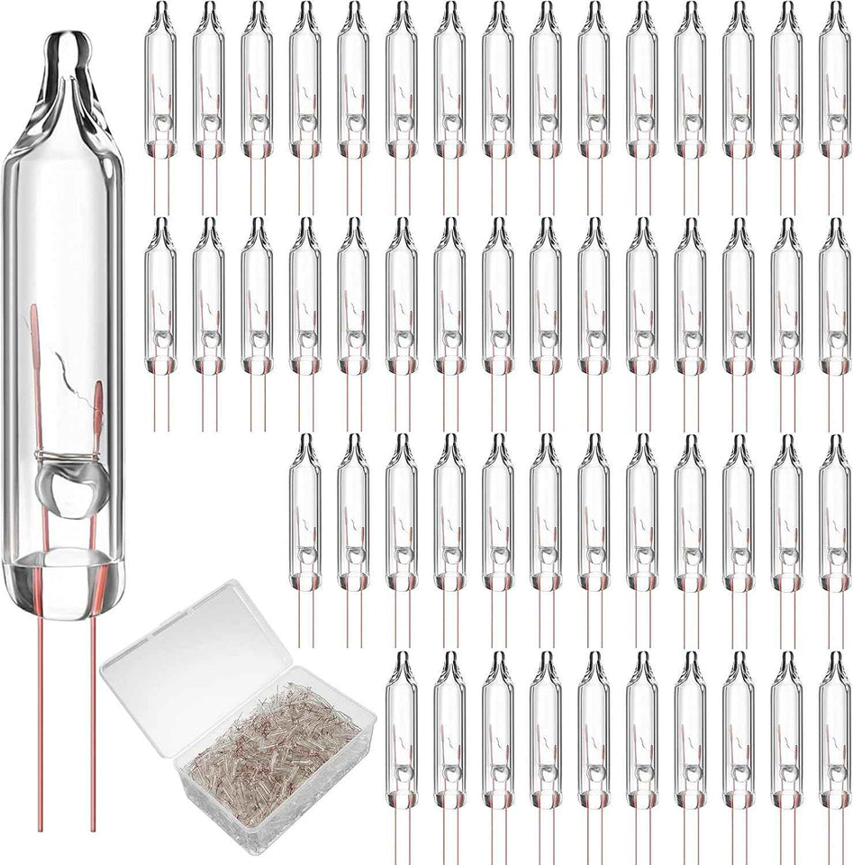 Mudder 100 Pcs Mini Christmas 2.5 Volt Replacement Light Bulbs for Christmas Trees Decorative Light Supplies Indoor Outdoor Xmas Decor, 0.17 Ampere, 0.42 Watt (Clear)