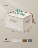 songmics foldable fabric storage organizer boxes set of 3 bins with lids and handles