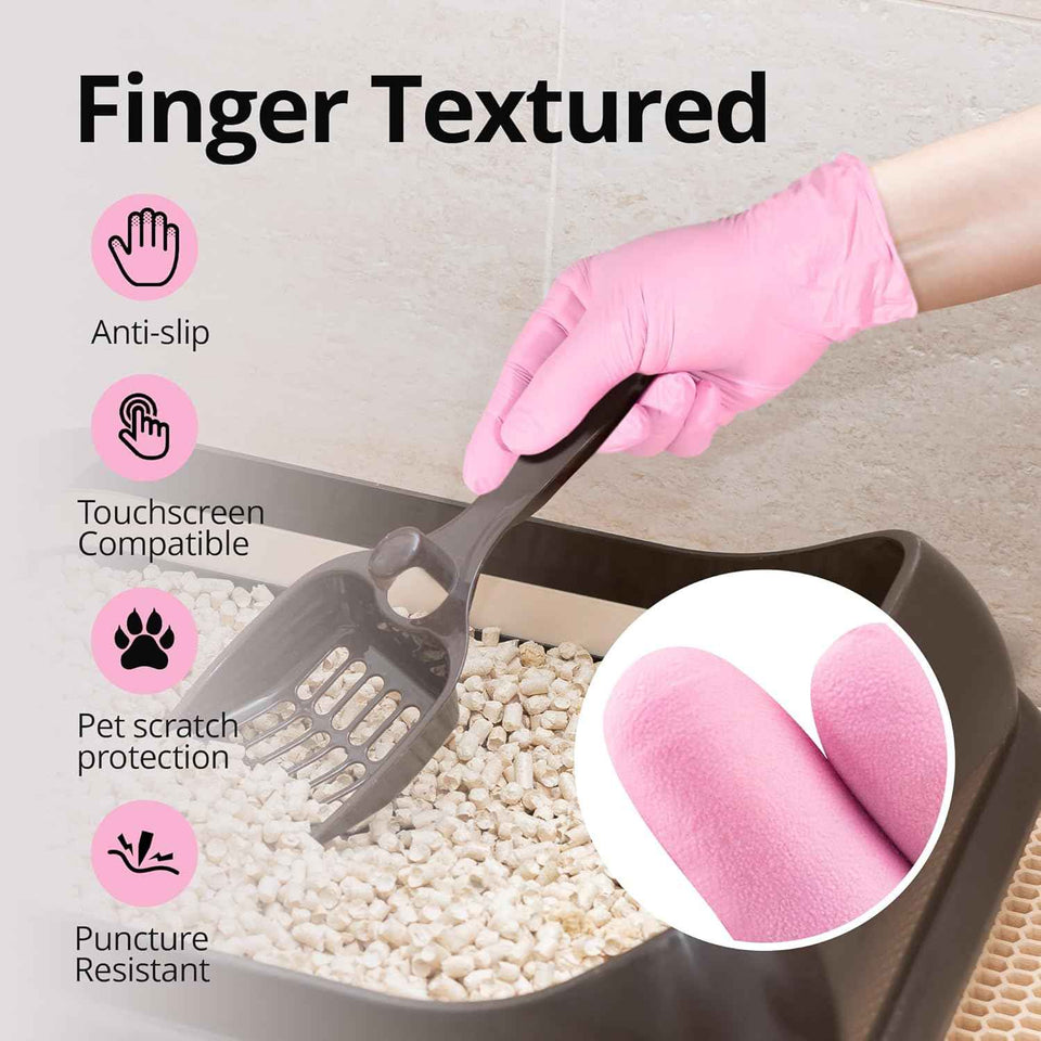 Food-Grade Pink Nitrile Gloves: 3-mil, Latex-Free, Powder-Free, 100 ct Box (Medium)