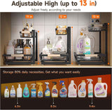 2 Packs Under Sink Organizer, 2026 Upgrade Height Adjustable 2 Tier Under Kitchen Sink Organizer, Multi-Purpose Storage Shelf
