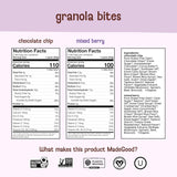 MadeGood Granola Bites Chocolate Chip & Mixed Berry Variety Pack, 28 Count, Gluten Free and Organic Snacks