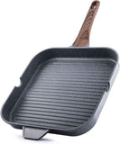 SENSARTE Nonstick Grill Pan for Stove Tops, Versatile Griddle with Pour Spouts, Square Big Cooking Surface, Durable Skillet Indoor & Outdoor Grilling. PFOA Free, 9.5 Inch