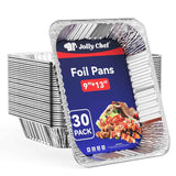JOLLY CHEF 9x13 disposable aluminum foil pans for roasting, 30 pack, half size deep steam pans