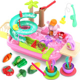 4-in-1 Play Kitchen Sink Toy Set with Running Water, Educational Pretend Play for Kids 3+