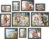 SONGMICS Picture Frames, Collage Picture Frames Set of 10, Two 8x10, Four 5x7, Four 4x6, Photo Frame for Wall Gallery Decor, Table Display, Christmas Gift, Rustic Brown URPF010X01