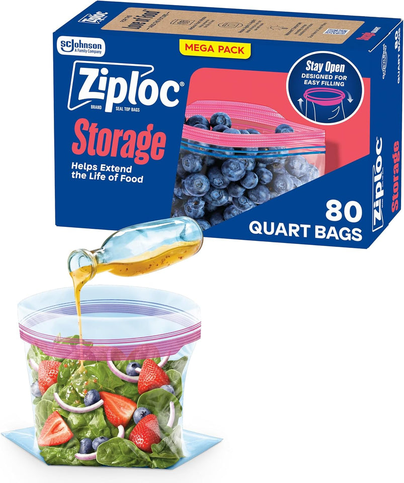 Ziploc Gallon Food Storage Slider Bags, Power Shield Technology for More Durability, 104 Bags Total