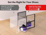 Kuject X-Large Clear Plastic Stackable 12-Pack Shoe Storage Boxes Black