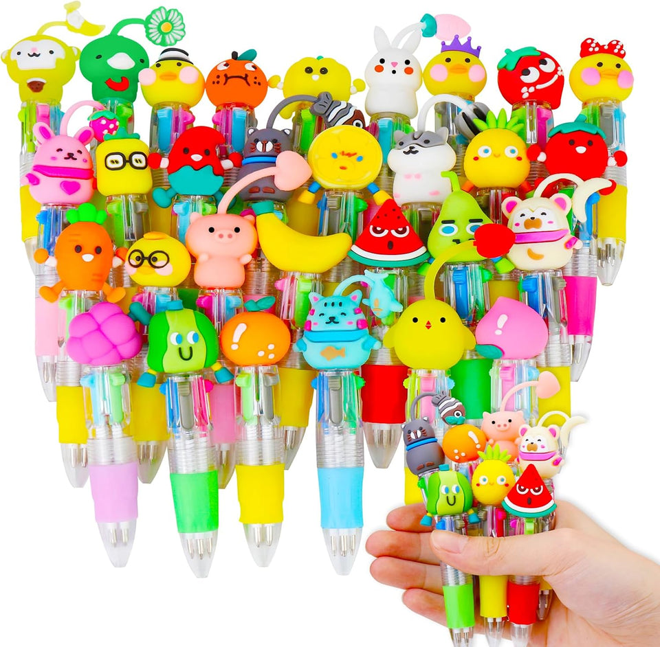 cZWZ 20Pcs Mini Multicolor Pens 4-in-1 Cute Ballpoint Pens for Kids Birthday Party Favors Gifts Teacher Supplies