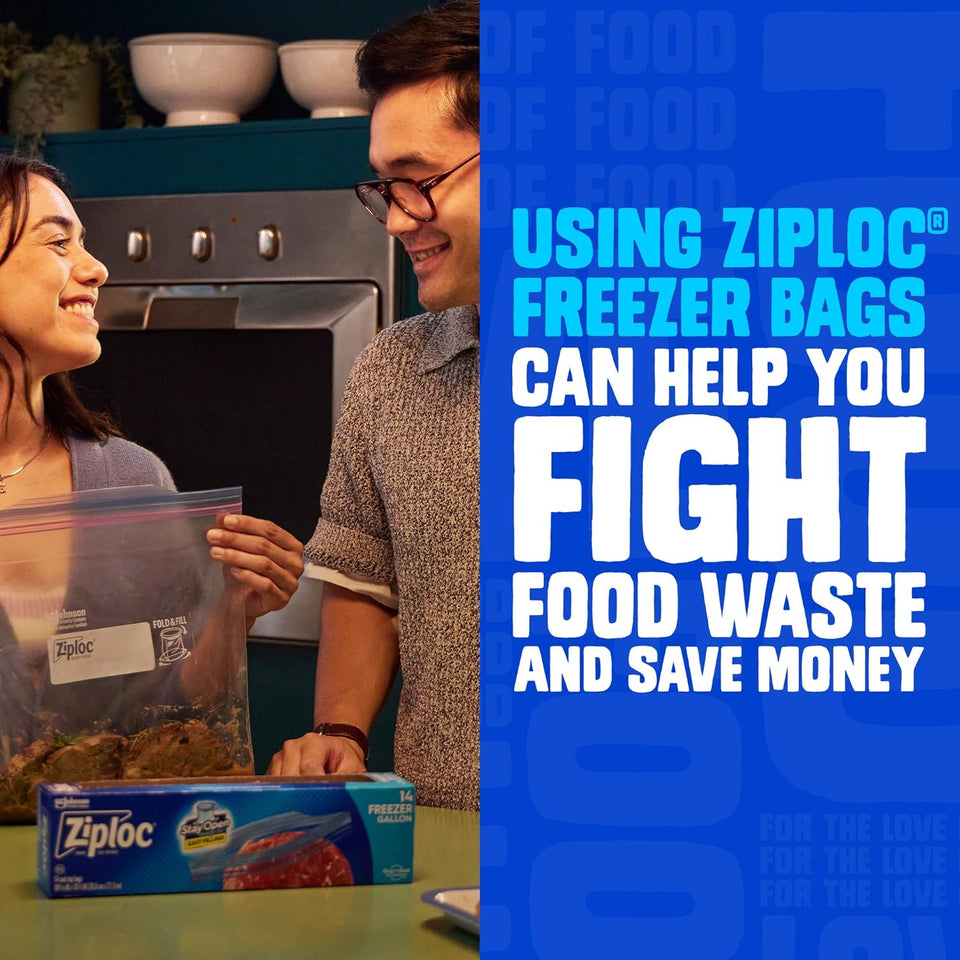 Ziploc Gallon Food Storage Freezer Bags, Stay Open Design, Easy to Fill, 80 count