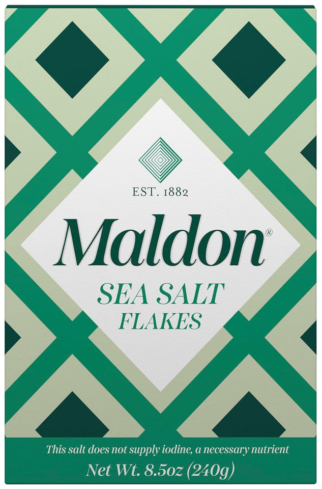 Maldon Sea Salt Flakes 8.5 oz (240 g) pyramid shaped gourmet salt perfect for various dishes