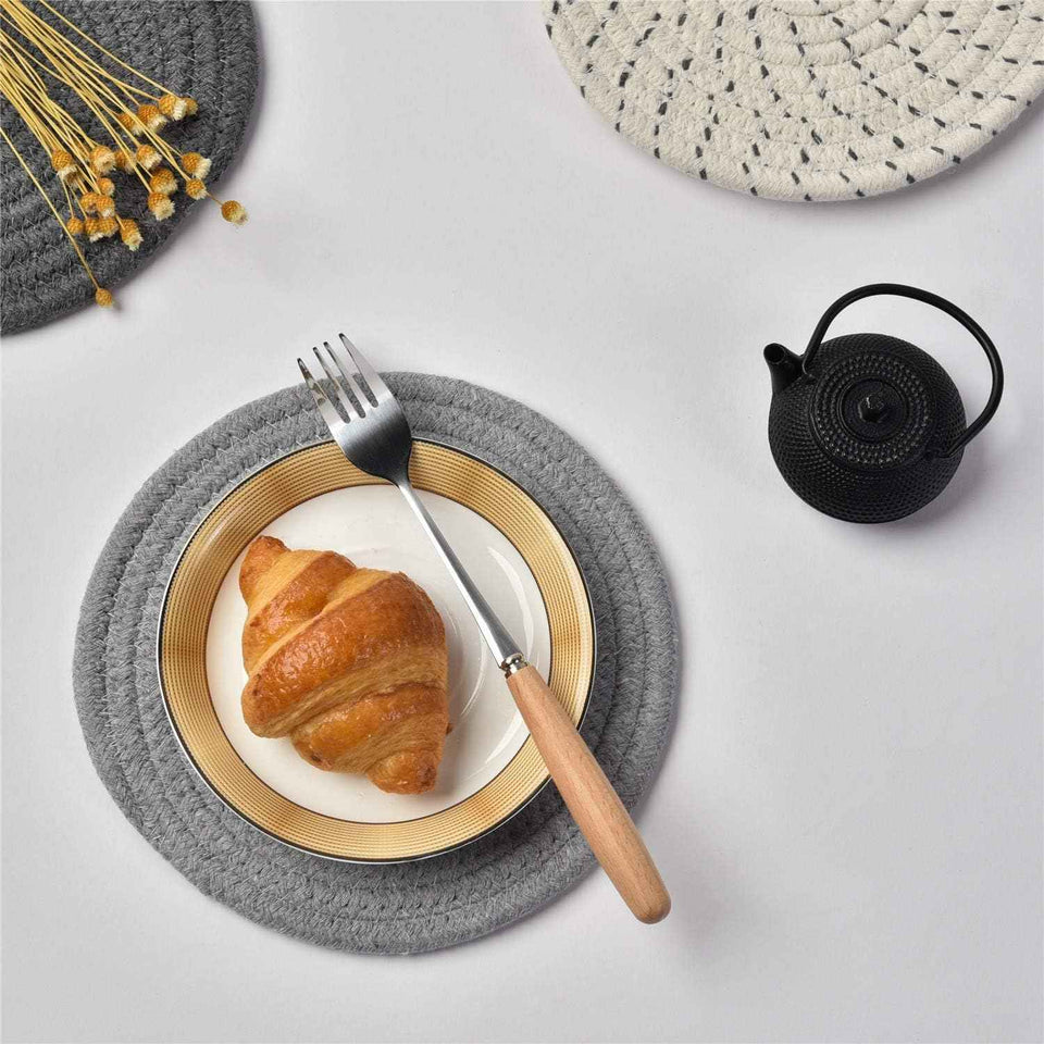 Potholders Set Trivets Set 100% Pure Cotton Thread Weave Hot Pot Holders Set, Gray