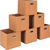 Household Essentials Foldable Fabric Storage Bins 6 Piece Set, Strong Poly-Woven Fabric, Sturdy Chipboard Sides, Grommet Front Handle, Stackable and Foldable, Classic Design, Black