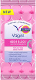 Vagisil odor block daily freshening wipes for feminine hygiene in resealable pouch, hypoallergenic, gynecologist tested, 20 wipes pack of 3