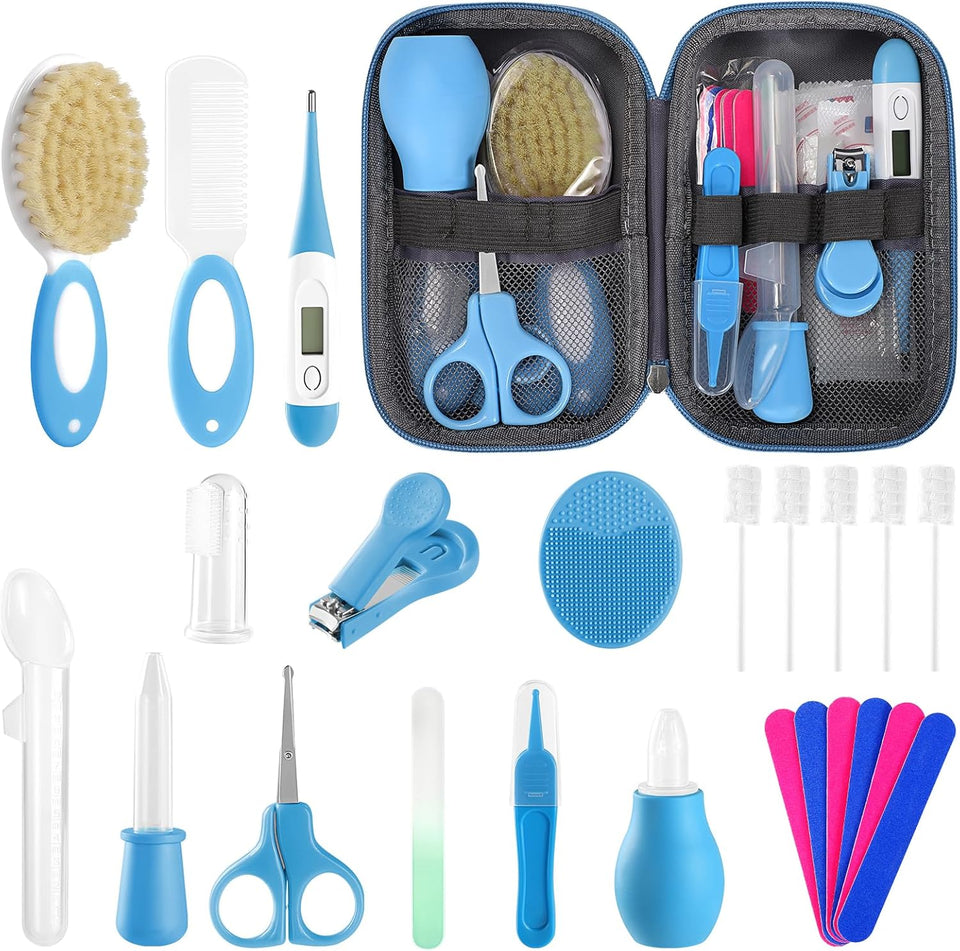 POPYJAN 24PCS Baby Grooming & Health Kit, Newborn Nursery Health Care Set, Baby Care Product, Grey White