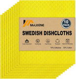 Swedish Dish Cloths - 10 Pack Reusable Kitchen Dishcloths - Ultra Absorbent Dish Towels for Washing Dishes - Cellulose Sponge Cloth Cleaning Rag - Assorted
