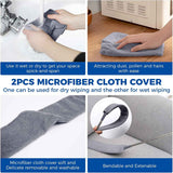 Retractable microfiber dusting cloths with long 60-inch handle for dusting under appliances furniture couch fridge