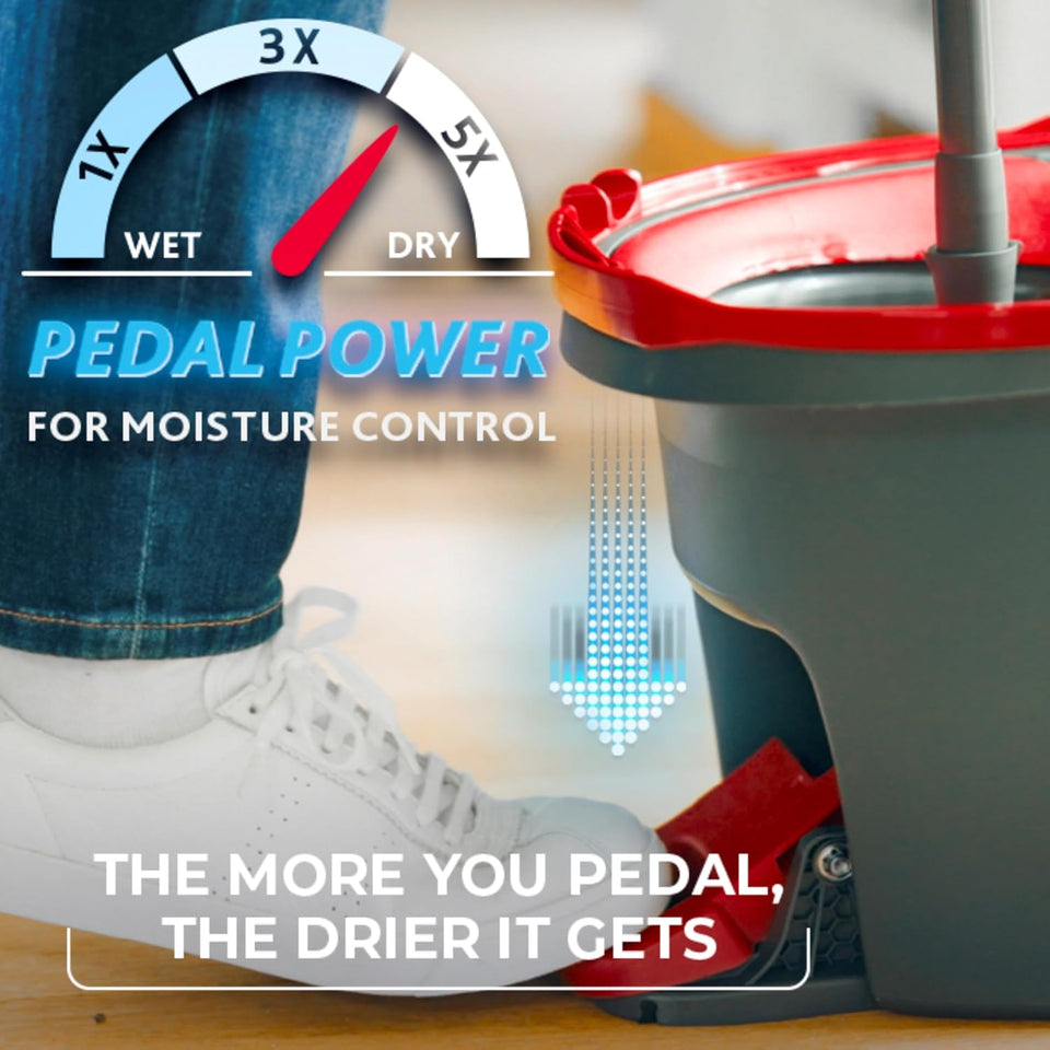 O-Cedar EasyWring Microfiber Spin Mop and Bucket System with Foot Pedal for Effortless Floor Cleaning