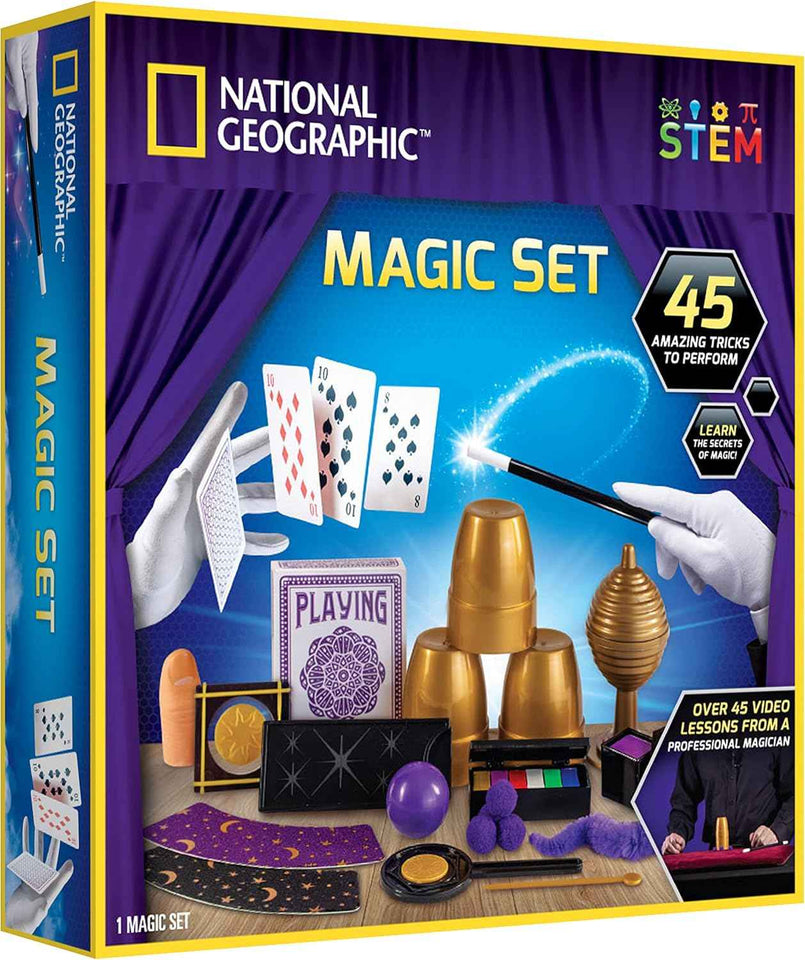 National Geographic Kids Magic Set - 45 Magic Tricks for Kids to Perform with Step-by-Step Video Instructions for Each Trick Provided by a Professional Magician, Toys for Boys and Girls