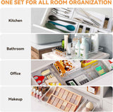 6-Pack Large Clear Plastic Drawer Organizer Trays - Acrylic Kitchen Storage Dividers for Makeup, Utensils, Bathroom & Office
