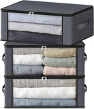 HomeHacks Storage 3-Pack Foldable Clothes Organizer Storage Bags with Clear Window and Sturdy Handles