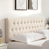 Tufted Upholstered Headboard Queen Size, Solid Wood Head Board with Durable Metal Legs, Adjustable Height Bed headboard from 37” to 51” Fabric Headboard in Modern Button Design, Beige