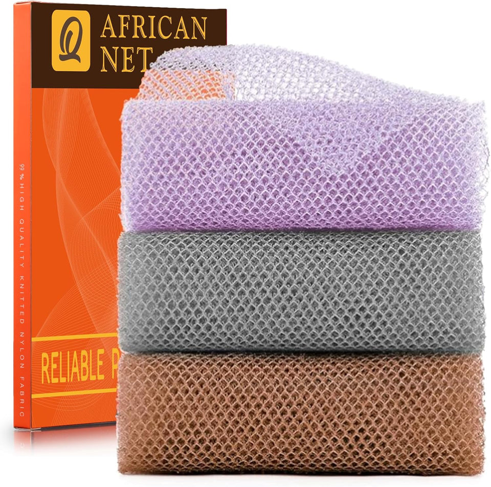 ujfqbh 3 pieces african bath sponge pink yellow purple exfoliating shower body scrubber