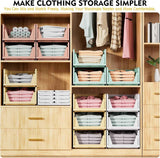 SNSLXH 5 Pack Stackable Closet Storage Baskets, Multifunctional and Foldable Closet Organizer for Bathroom Kitchen Laundry Room Wardrobe Storage