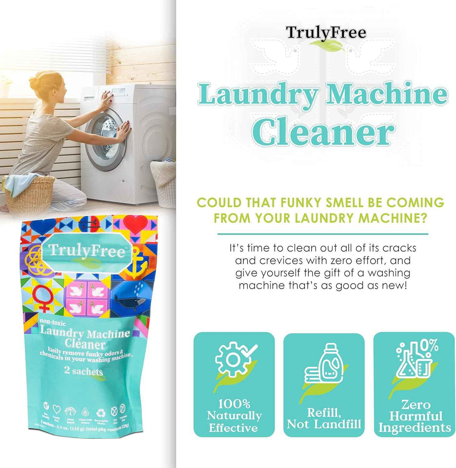 Truly Free Laundry Washing Machine Cleaner & Deodorizer | Top & Front Load Washer Cleaner