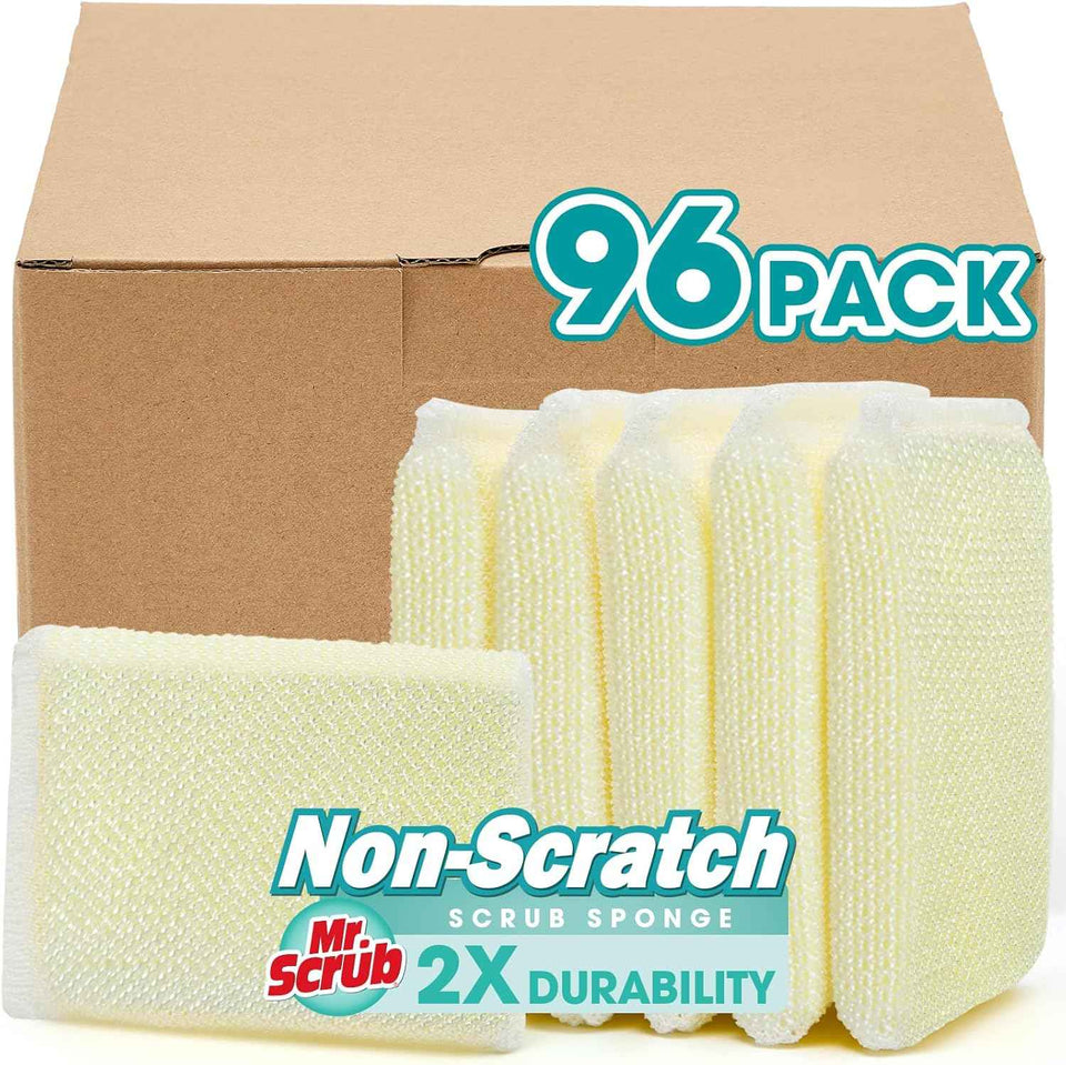 All-Purpose Sponges, Non Scratch, for Washing and Cleaning Dishes, Premium Scrub and Scrubbers, 12 Pads, Ideal for Kitchen, Bathroom