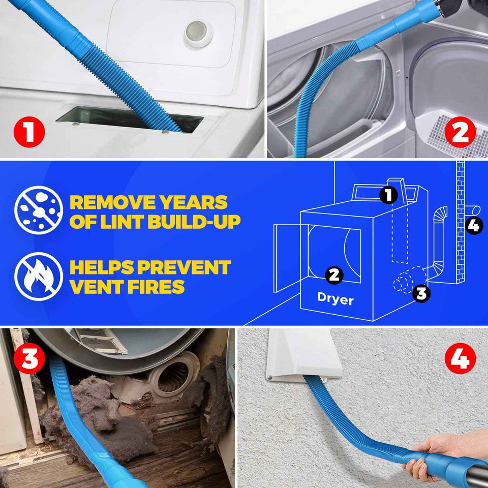Holikme 2 Pieces Dryer Vent Cleaner Kit, Dryer Lint Vacuum Attachment and Flexible Dryer Lint Brush