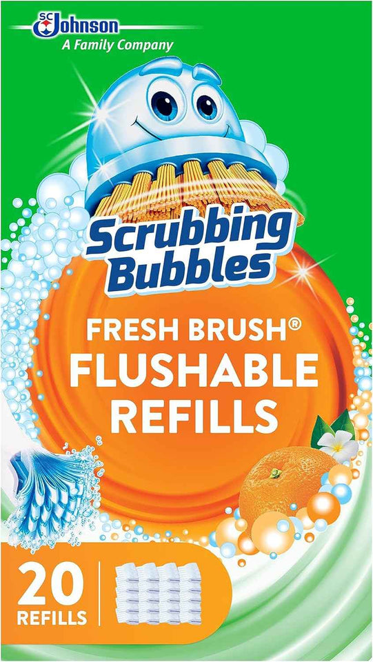 Scrubbing Bubbles flushable toilet bowl wand cleaner refills, 20-count citrus scent pack