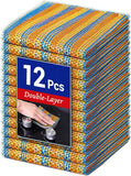 12 PCS 3-Layer Non-Scratch Multipurpose Steel Wire Dishcloths - Reusable Quick-Dry Odor-Free Scrub Cloths for Dishes, Kitchen Cleaning Cloths for Cookware, Sinks, Stove Tops(7.87X7.87)