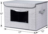 Univivi Fabric Foldable Storage Boxes [4-Pack] Large Collapsible Stackable Storage Bins with Lids, Closet Organizers and Storage Cube Basket for Home, Office, Bedroom (Gray, 17“ x 12” x 12")