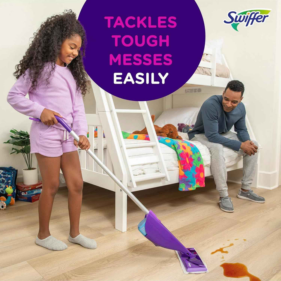 Swiffer WetJet hardwood floor cleaner spray mop pads with absorb + lock strip, 24 count