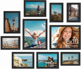 Vittanly 10-pack picture frames collage wall decor set with 8x10, 5x7, 4x6 frames, black engineered wood