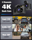 Dash Camera for Cars, 4K UHD Car Camera with 32GB Card, Super Night Vision, 170° Wide Angle and 24H Parking Mode