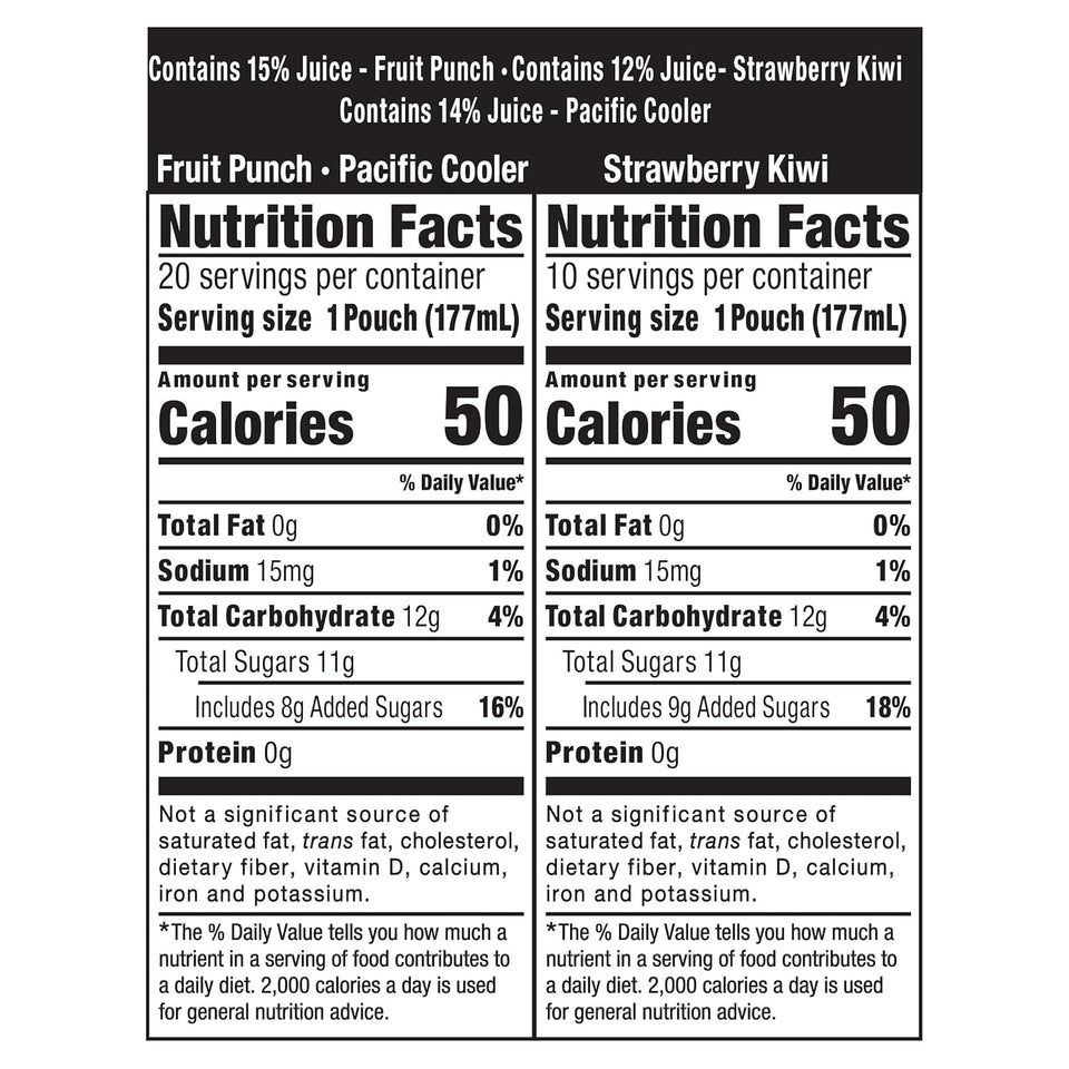 Capri Sun Fruit Punch, Strawberry Kiwi and Pacific Cooler Flavored Juice Drink Blend Variety Pack, 30 ct Box, 6 fl oz Pouches