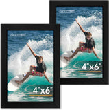 FIXSMITH 8x10 Picture Frame Set of 2, Photo Frame with HD Plexiglass, Display Pictures 5x7 with Mat or 8x10 Without Mat Multi Picture Frames Collage for Tabletop or Wall Display, Black