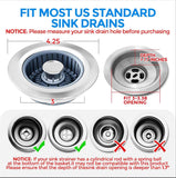Stainless Steel 3 in 1 Kitchen Sink Drain Strainer & Stopper with Anti-Clogging Basket, fits US Standard 3-1/2'' Sink Drain Hole, Silver