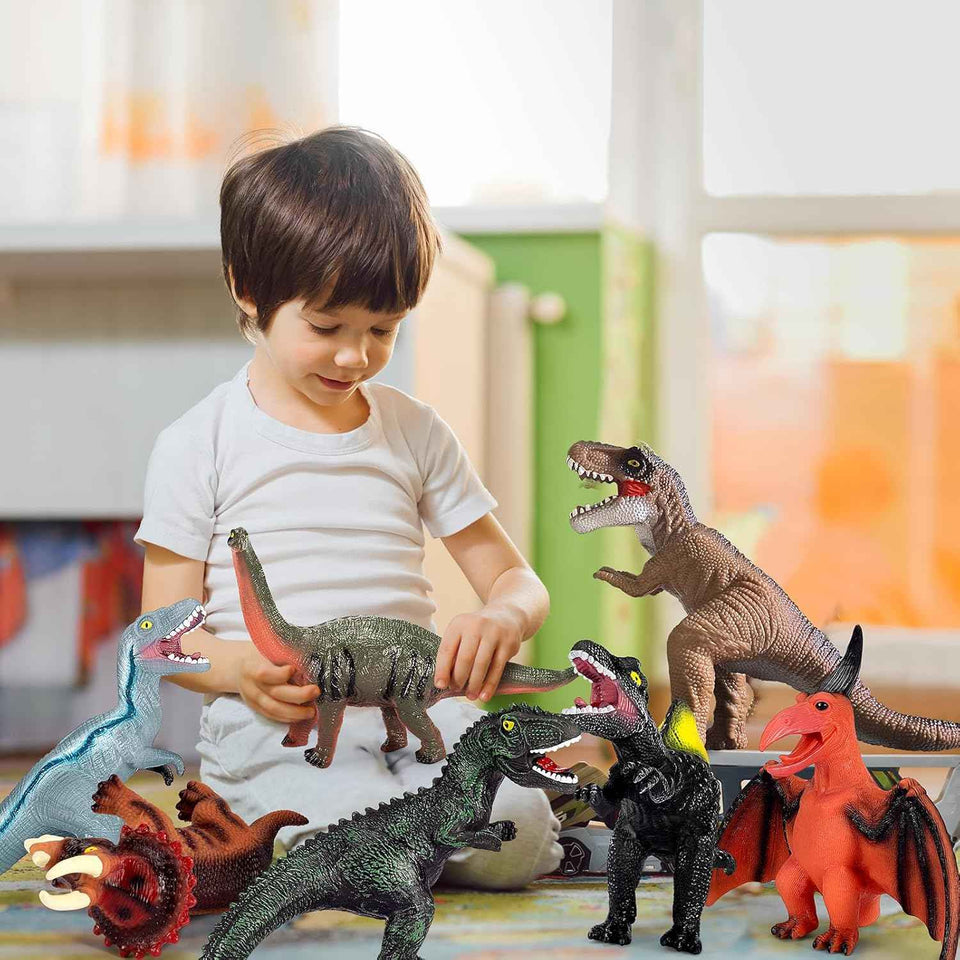 kissdream 7 piece jumbo dinosaur toys for boys realistic giant dinosaur toys 3-5 years