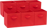 Amazon Basics Collapsible Fabric Storage Cubes Organizer with Handles, Sturdy, Beige, 10.5-x-10.5-x-11-inch, Pack of 6